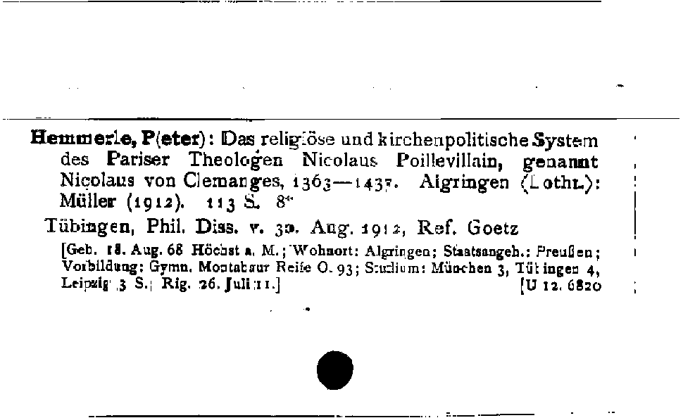 [Katalogkarte Dissertationenkatalog bis 1980]