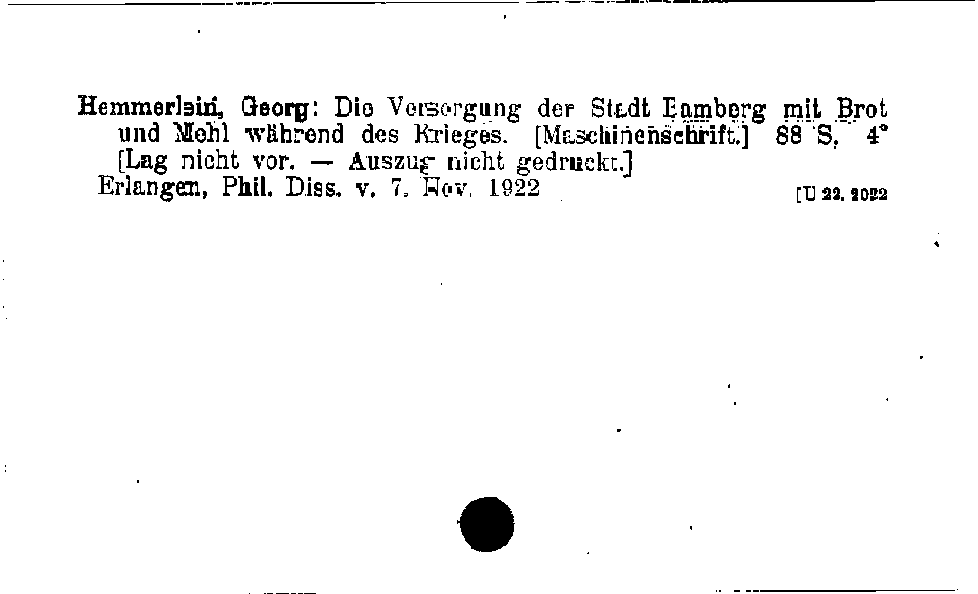 [Katalogkarte Dissertationenkatalog bis 1980]