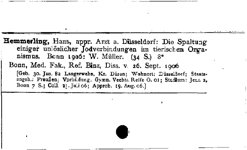 [Katalogkarte Dissertationenkatalog bis 1980]