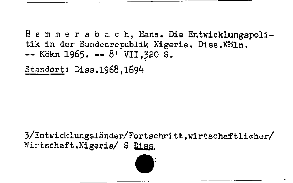 [Katalogkarte Dissertationenkatalog bis 1980]