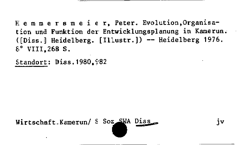 [Katalogkarte Dissertationenkatalog bis 1980]