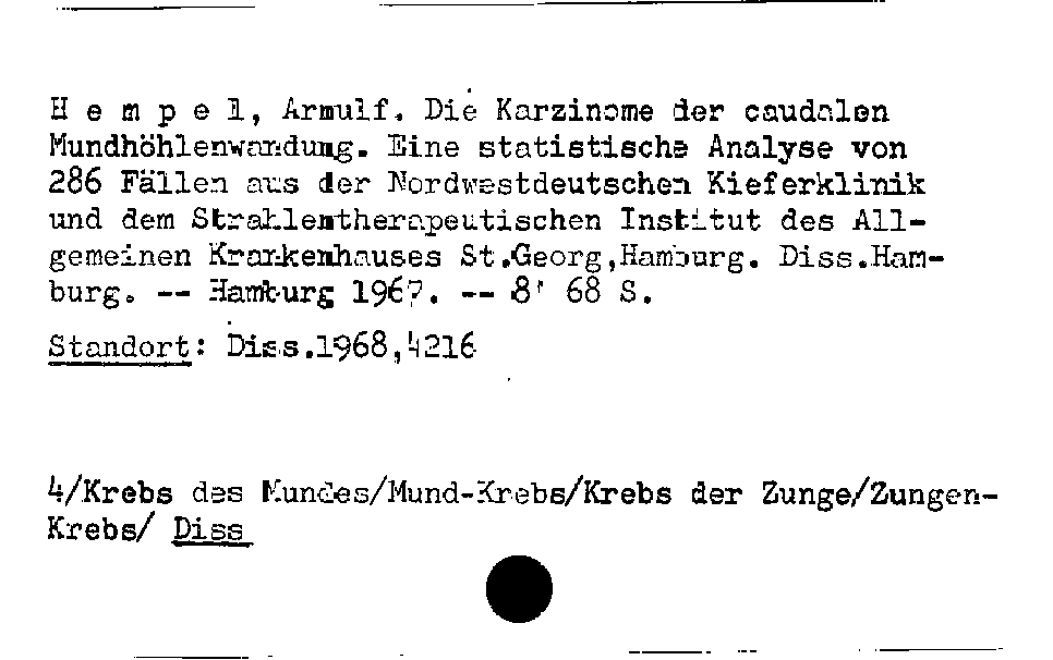 [Katalogkarte Dissertationenkatalog bis 1980]