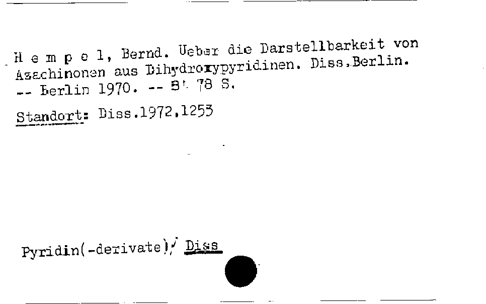 [Katalogkarte Dissertationenkatalog bis 1980]