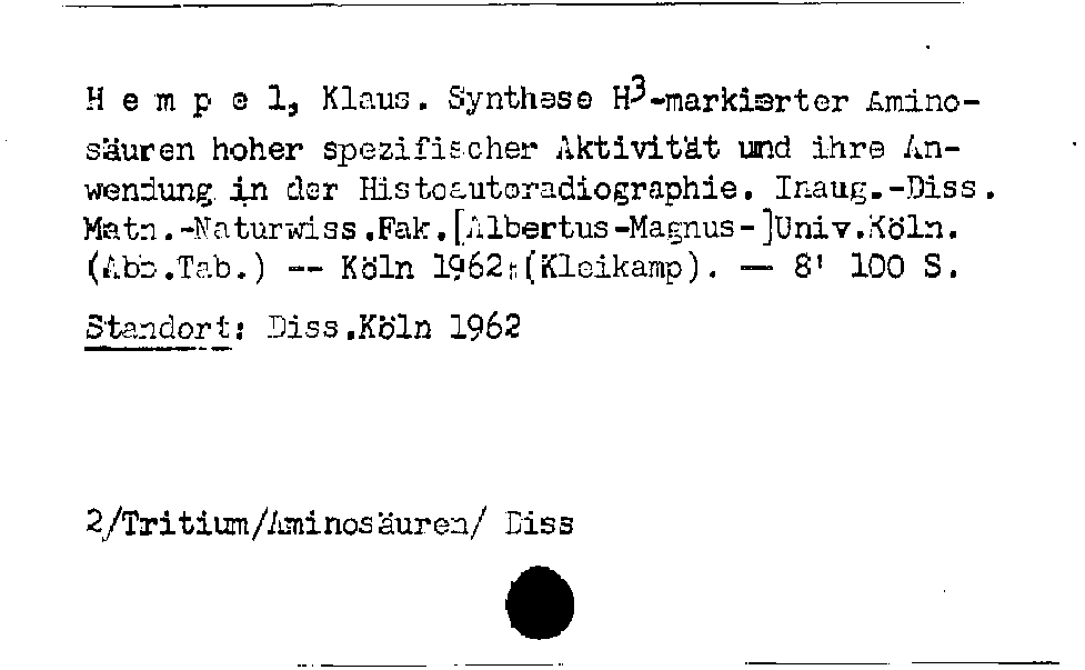 [Katalogkarte Dissertationenkatalog bis 1980]