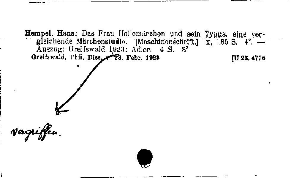 [Katalogkarte Dissertationenkatalog bis 1980]