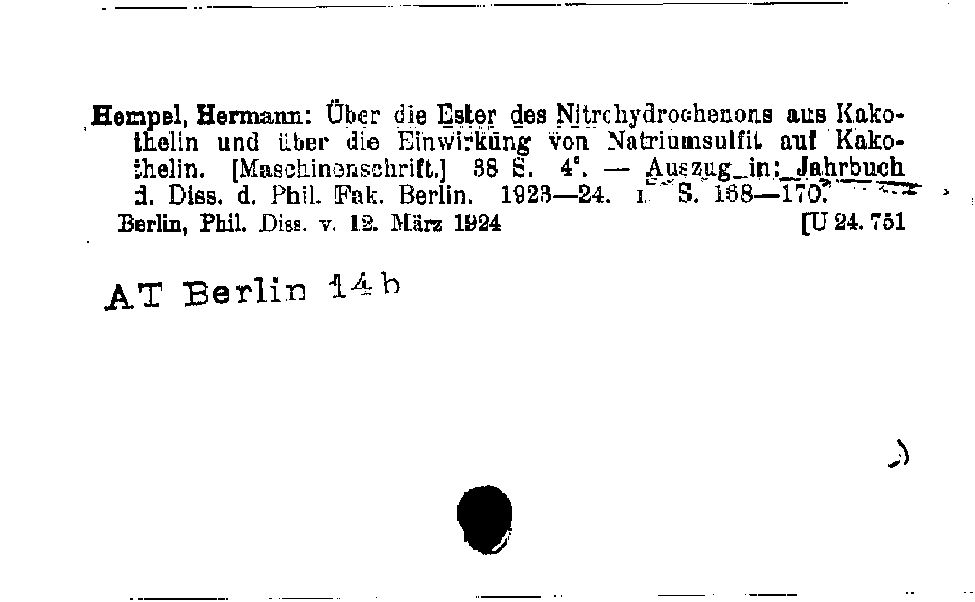 [Katalogkarte Dissertationenkatalog bis 1980]