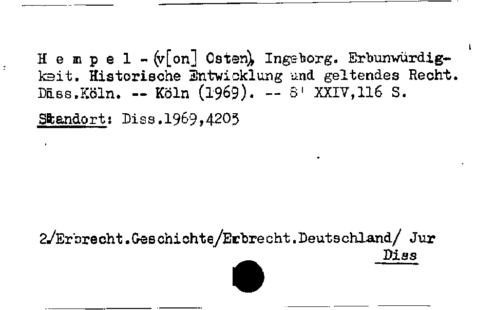 [Katalogkarte Dissertationenkatalog bis 1980]