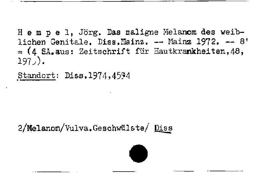 [Katalogkarte Dissertationenkatalog bis 1980]