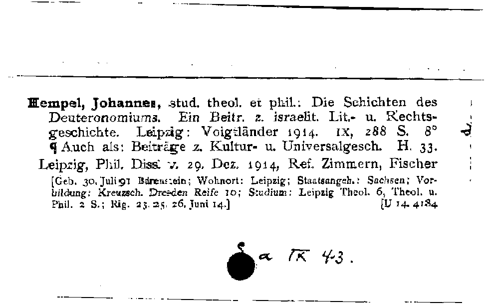 [Katalogkarte Dissertationenkatalog bis 1980]