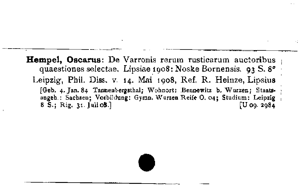 [Katalogkarte Dissertationenkatalog bis 1980]