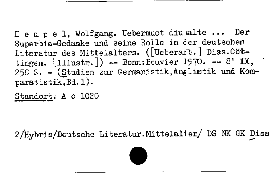 [Katalogkarte Dissertationenkatalog bis 1980]