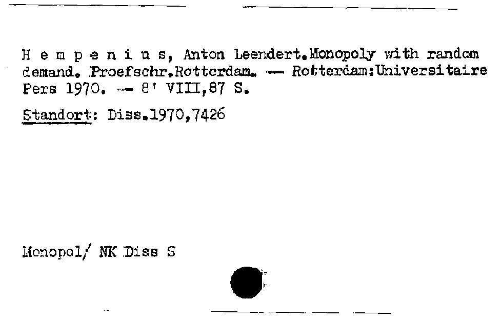 [Katalogkarte Dissertationenkatalog bis 1980]