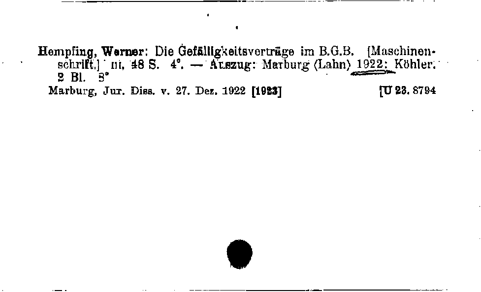 [Katalogkarte Dissertationenkatalog bis 1980]