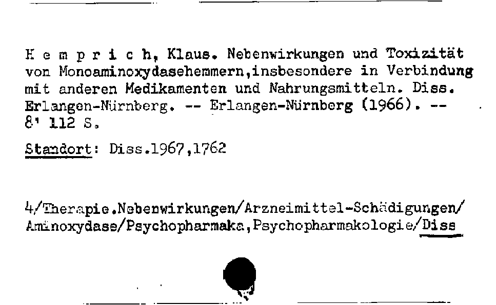 [Katalogkarte Dissertationenkatalog bis 1980]