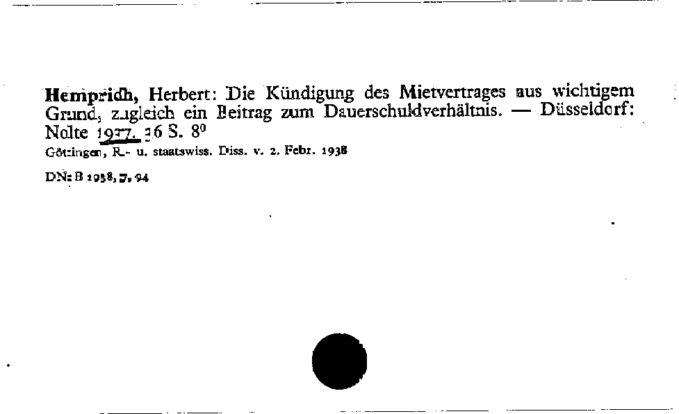 [Katalogkarte Dissertationenkatalog bis 1980]