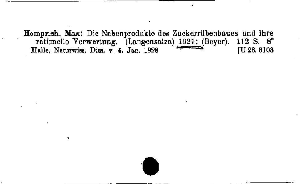 [Katalogkarte Dissertationenkatalog bis 1980]