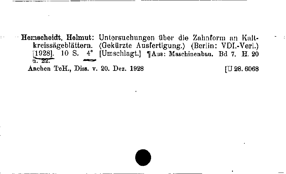 [Katalogkarte Dissertationenkatalog bis 1980]