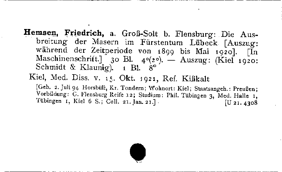 [Katalogkarte Dissertationenkatalog bis 1980]