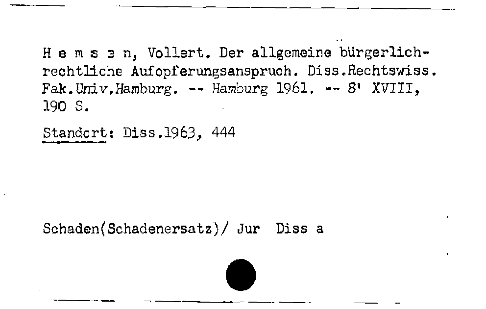 [Katalogkarte Dissertationenkatalog bis 1980]