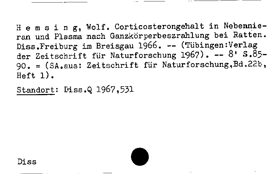 [Katalogkarte Dissertationenkatalog bis 1980]