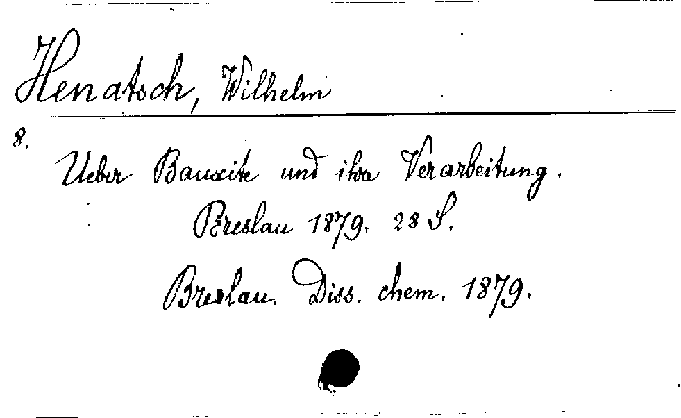 [Katalogkarte Dissertationenkatalog bis 1980]