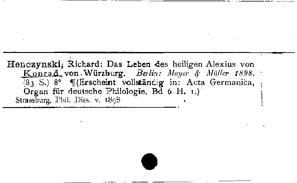 [Katalogkarte Dissertationenkatalog bis 1980]