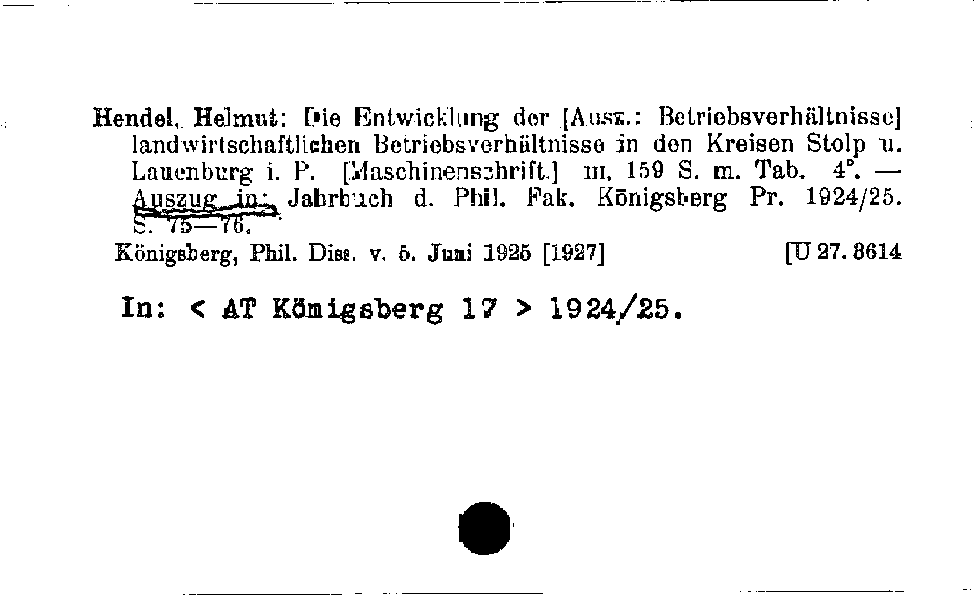 [Katalogkarte Dissertationenkatalog bis 1980]