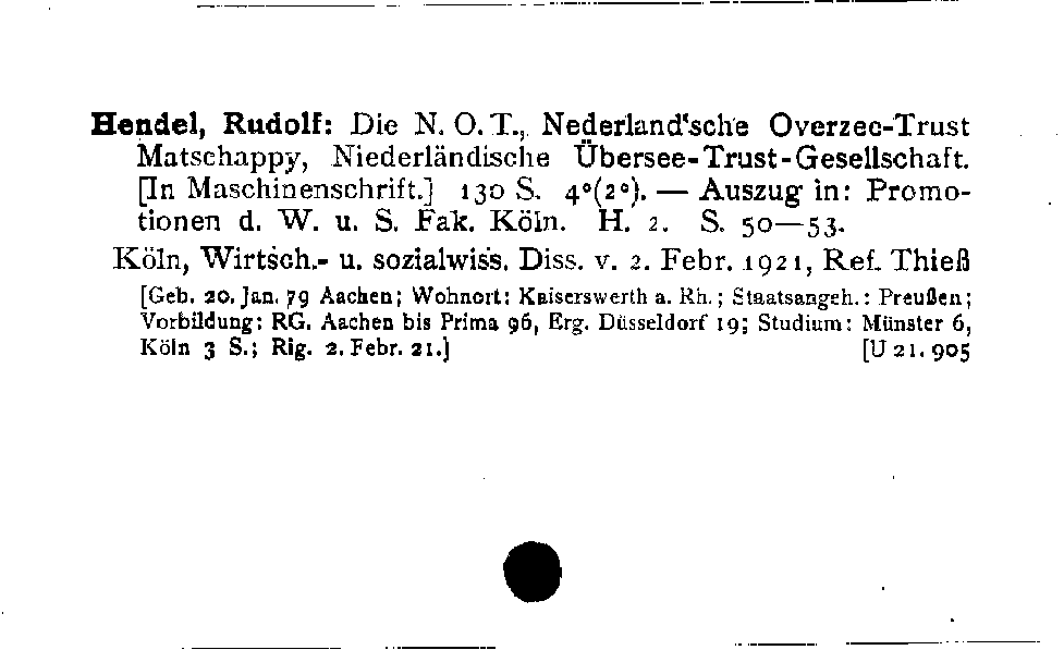 [Katalogkarte Dissertationenkatalog bis 1980]