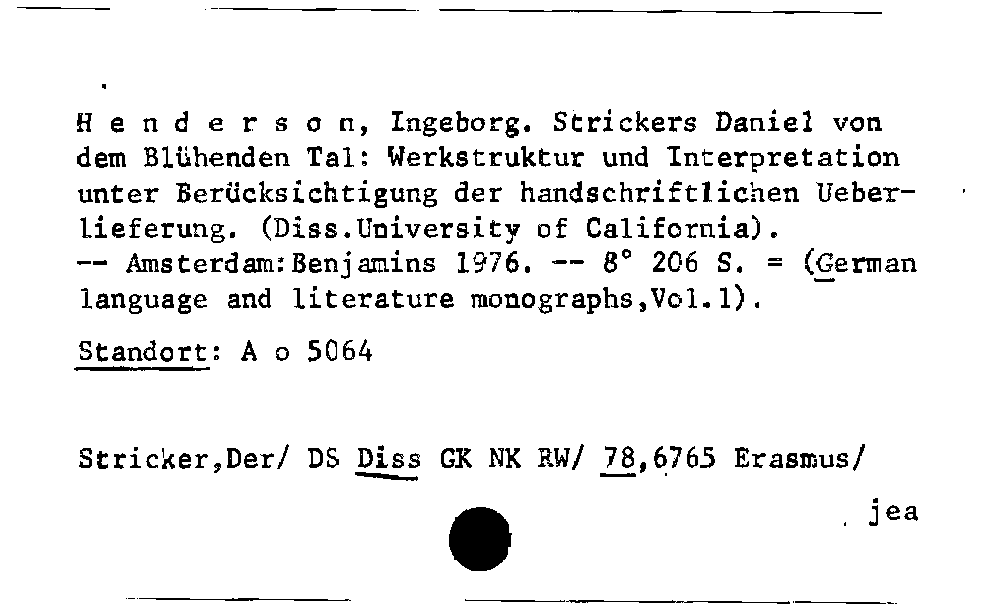 [Katalogkarte Dissertationenkatalog bis 1980]