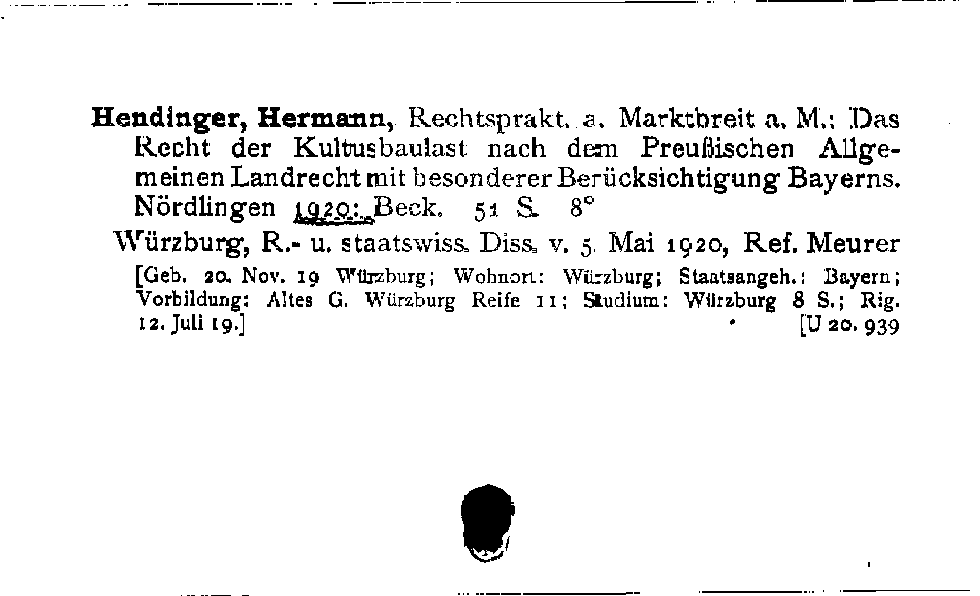 [Katalogkarte Dissertationenkatalog bis 1980]