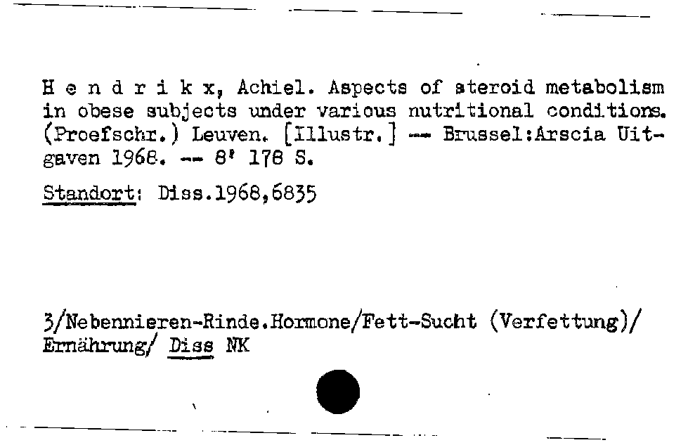 [Katalogkarte Dissertationenkatalog bis 1980]