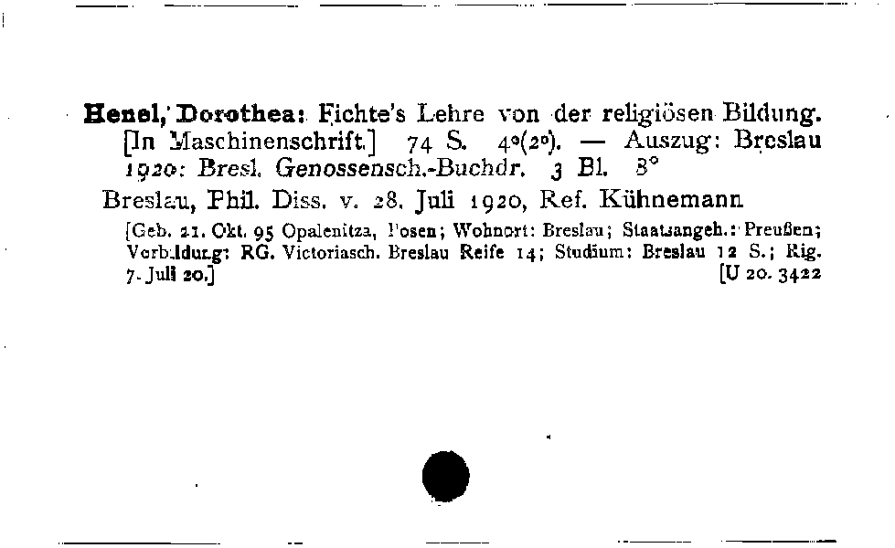 [Katalogkarte Dissertationenkatalog bis 1980]