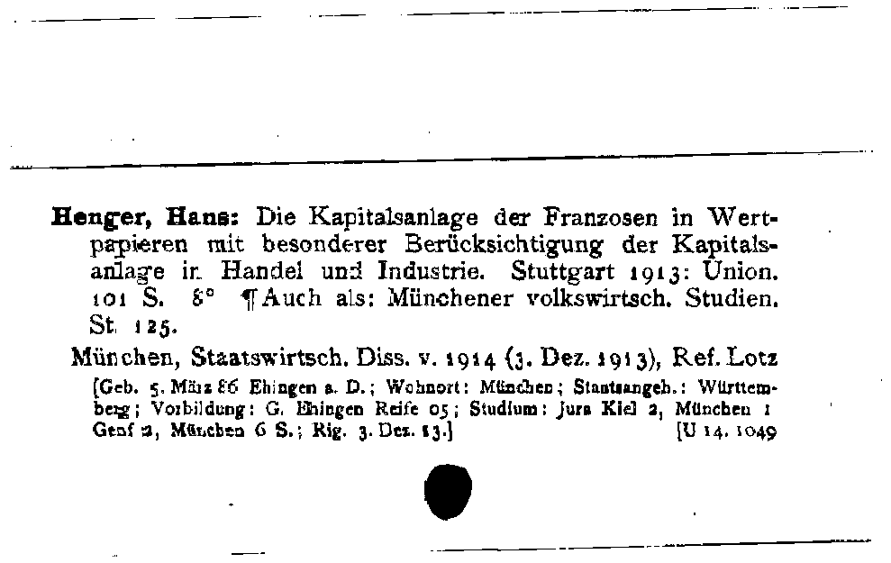 [Katalogkarte Dissertationenkatalog bis 1980]