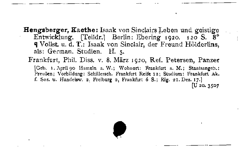 [Katalogkarte Dissertationenkatalog bis 1980]