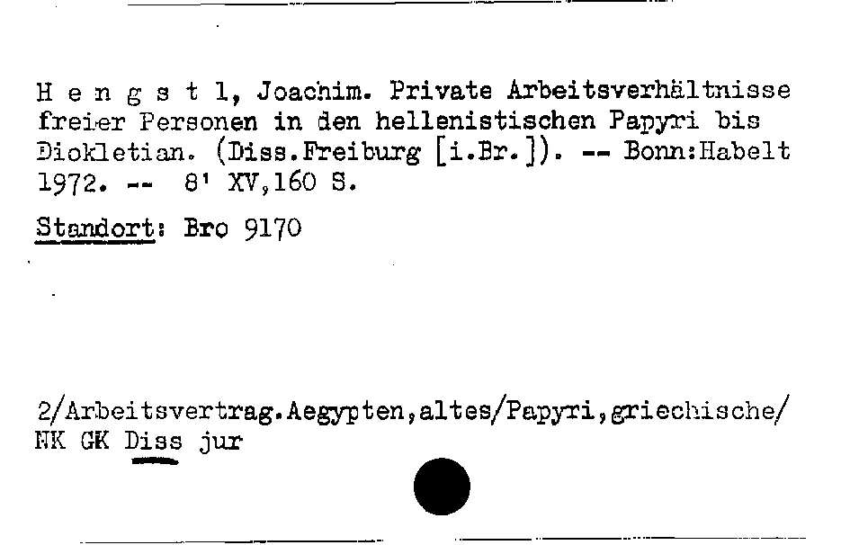 [Katalogkarte Dissertationenkatalog bis 1980]