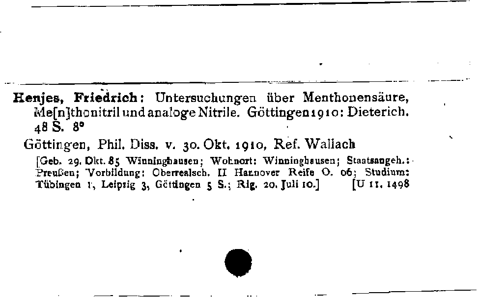 [Katalogkarte Dissertationenkatalog bis 1980]