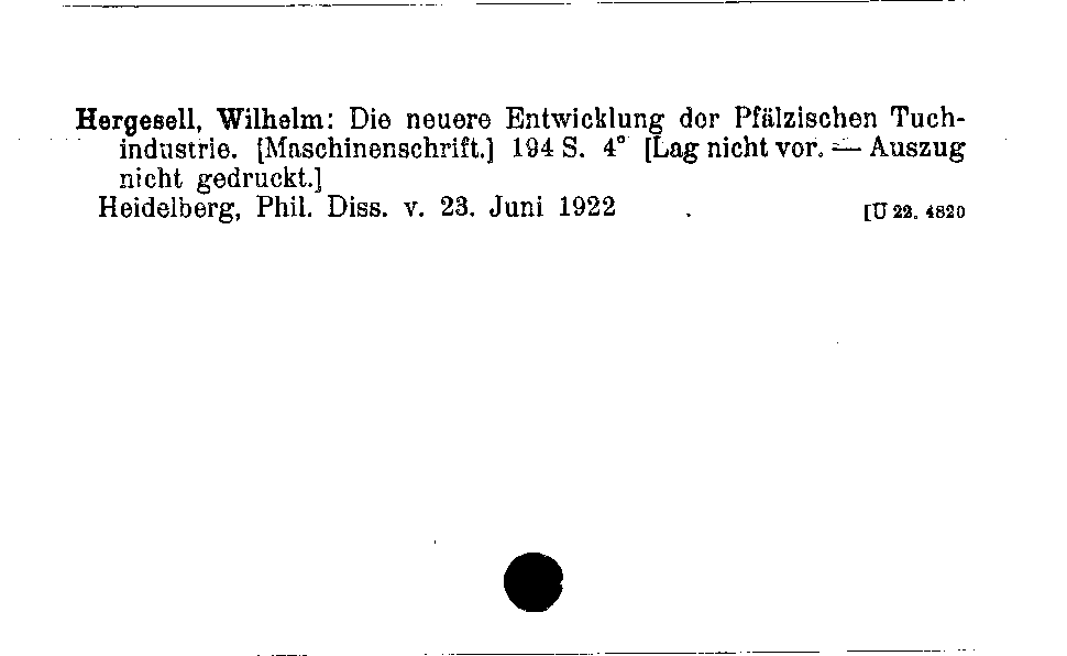 [Katalogkarte Dissertationenkatalog bis 1980]