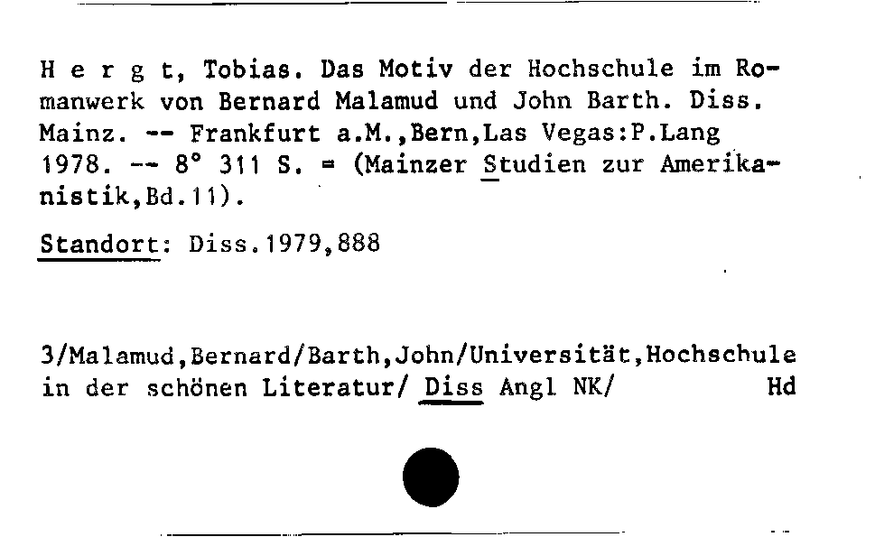 [Katalogkarte Dissertationenkatalog bis 1980]