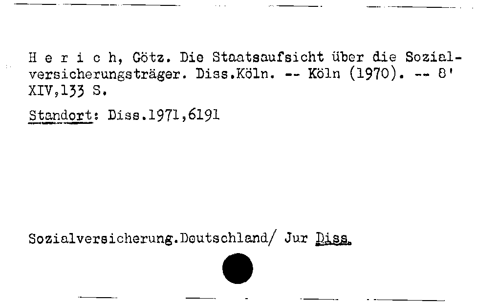 [Katalogkarte Dissertationenkatalog bis 1980]