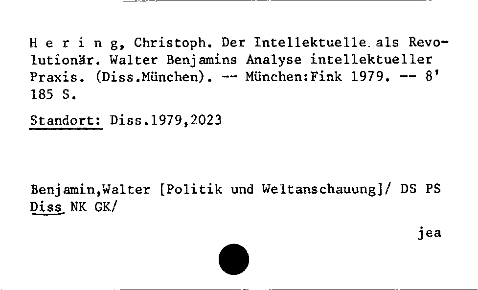 [Katalogkarte Dissertationenkatalog bis 1980]