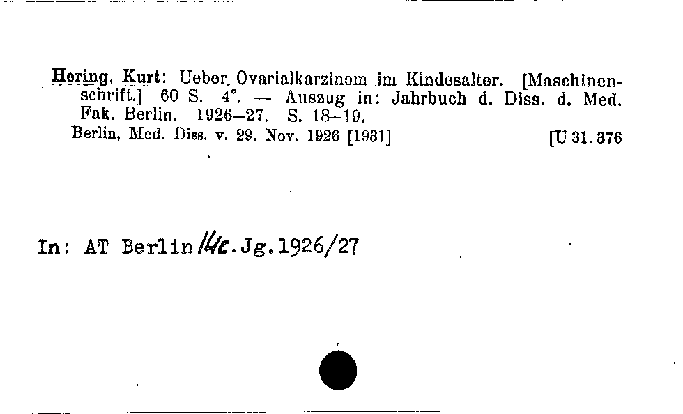 [Katalogkarte Dissertationenkatalog bis 1980]