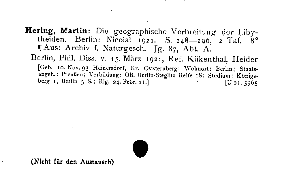 [Katalogkarte Dissertationenkatalog bis 1980]