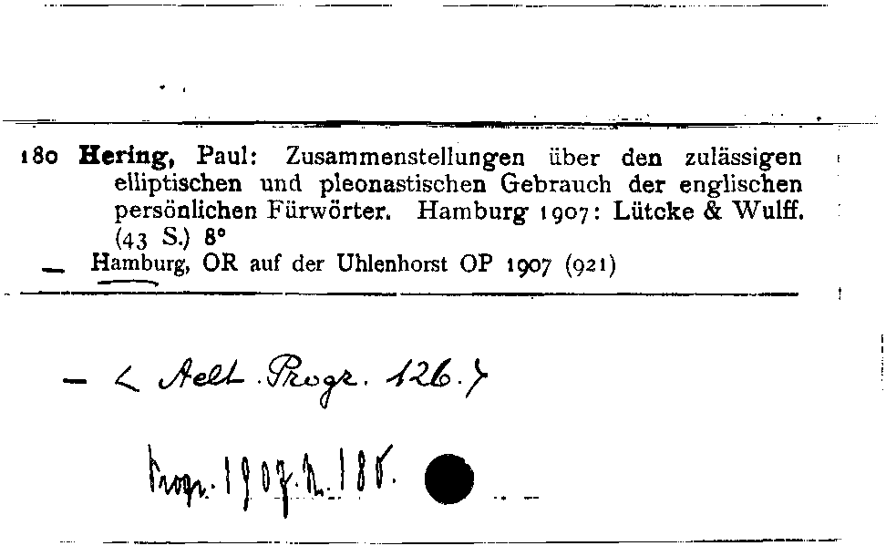 [Katalogkarte Dissertationenkatalog bis 1980]