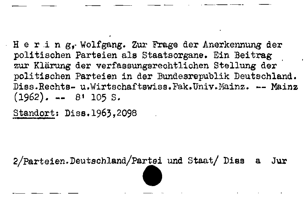 [Katalogkarte Dissertationenkatalog bis 1980]