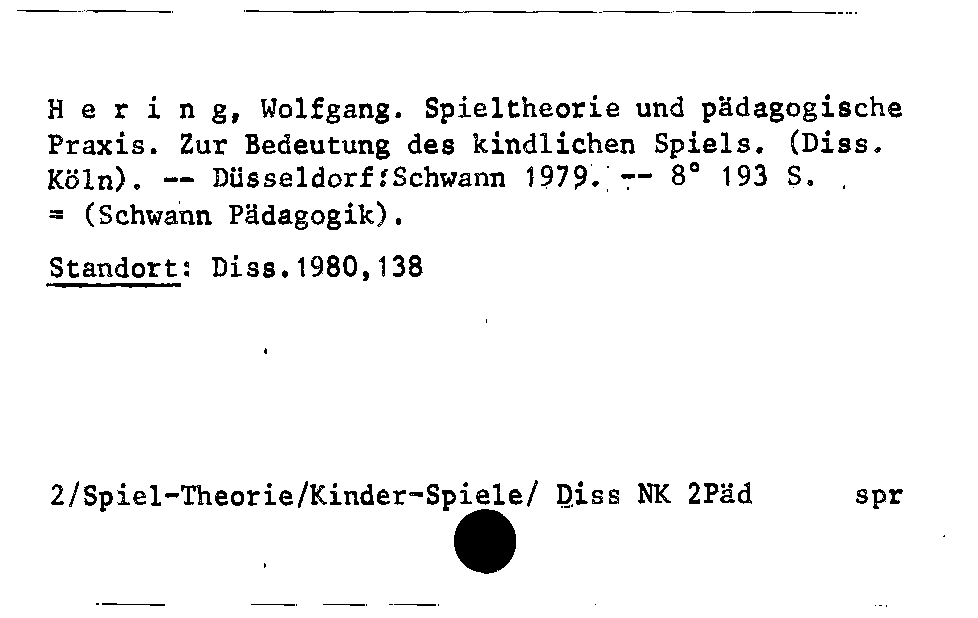 [Katalogkarte Dissertationenkatalog bis 1980]