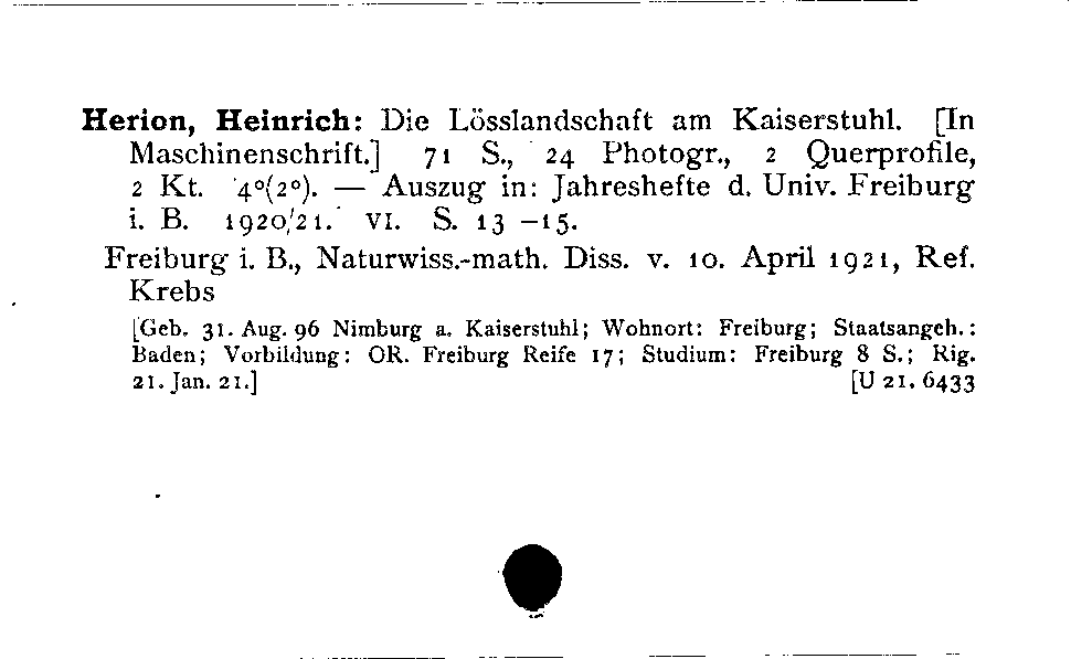 [Katalogkarte Dissertationenkatalog bis 1980]