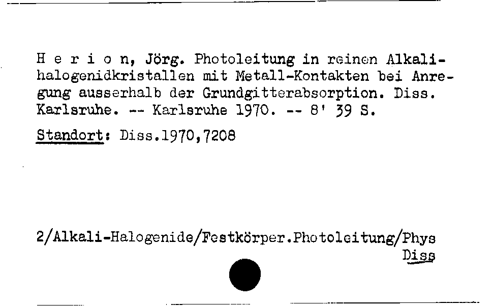 [Katalogkarte Dissertationenkatalog bis 1980]