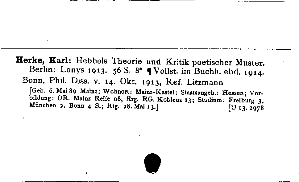 [Katalogkarte Dissertationenkatalog bis 1980]