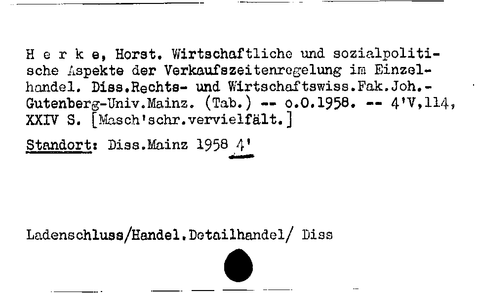 [Katalogkarte Dissertationenkatalog bis 1980]