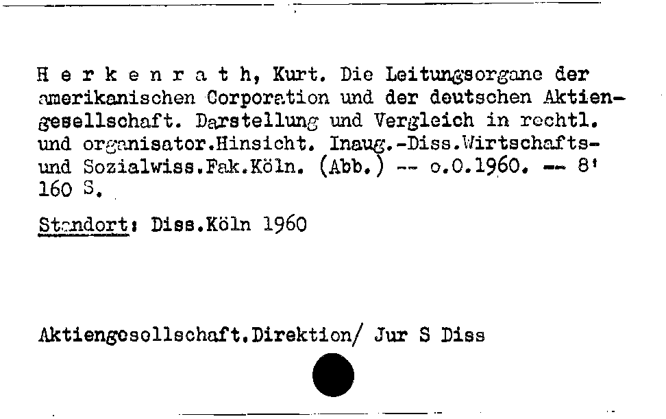 [Katalogkarte Dissertationenkatalog bis 1980]